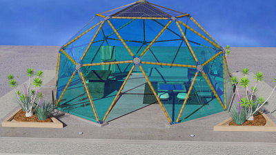 Front view 3d art 3d modeling design geometry hexagons interiordesign tropical