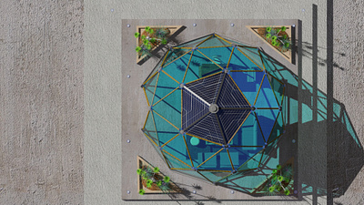 Top view 3d art 3d modeling hexagons interiordesign tropical