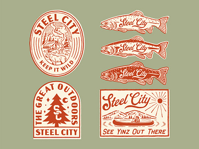 STEEL CITY BRAND handrawn illustration summer summertime vintage vintage logo