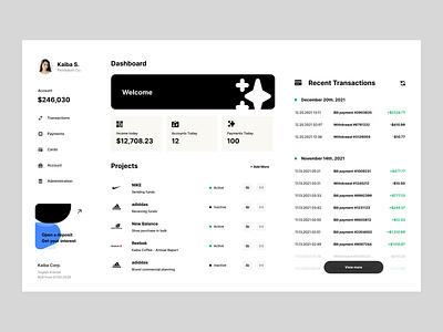 Somepay Dashboard black component design ui ux web white