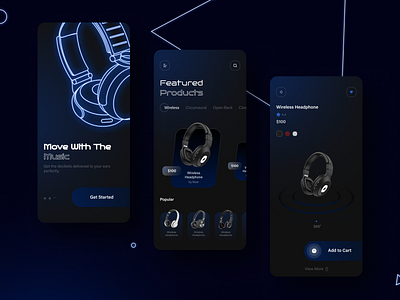 Headphone Store App app app design app ui dark theme dark theme ui design headphone store music online headphone store app ui ui design