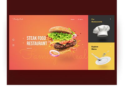 Design concept for food delivery and restaurant agregator compan bar concept design desktop app fastfood food food delivery interaction interface meal meal plan modern oraange red restaurant ui user experience user interface design ux web platform