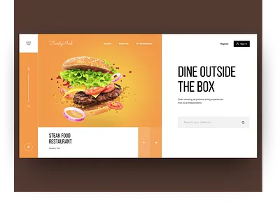Design concept for food delivery and restaurant agregator compan concept delivery design food fullscreen interaction interface landing meal meal plan modern onepage orange restaurant tile ui user experience user interface design ux web platform