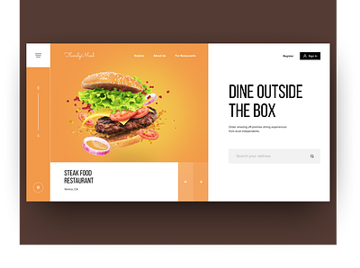 Design concept for food delivery and restaurant agregator compan concept delivery design food fullscreen interaction interface landing meal meal plan modern onepage orange restaurant tile ui user experience user interface design ux web platform