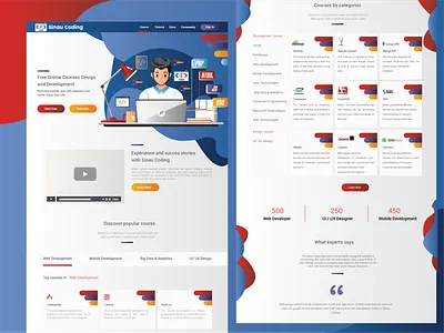 Sinau Coding UI Website app design flat graphic design icon illustration typography ui ux vector web