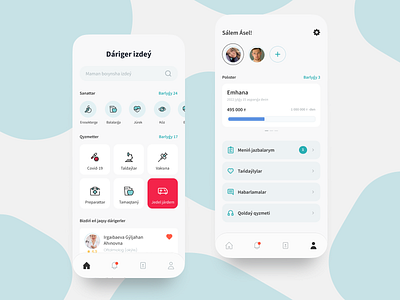 2 screens shot v 3 app blue concept design medical mobile ui