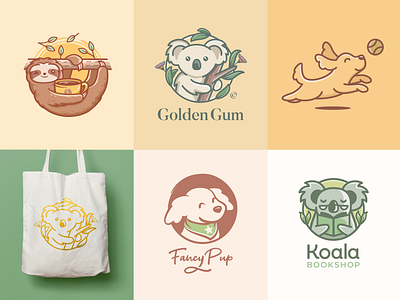 Animal logos animal logos animals crealizable cute logos dog logo pet logo sloth logo