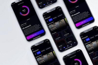 Dark mode android app design creative dark mode darkui design education app minimal ui uiux