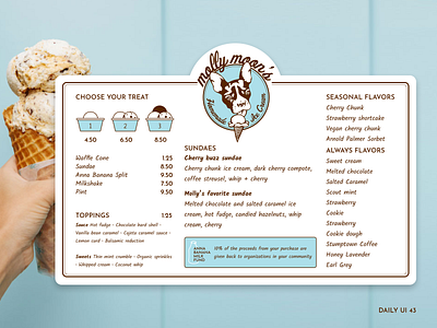 Daily UI 043 - Food/Drink Menu daily ui dailyui dailyuichallenge food and drink ice cream shop menu