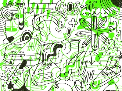 R E G R E T S abstract art cake doodle drawing hotdog pencils umbrella