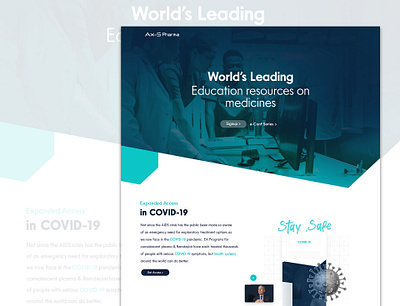 Landing Page - Ax-S Pharma education website graphic design html css landing design landing page design landing page ui medicine app pharmaceutical pharmacy ui design uiux ux web website