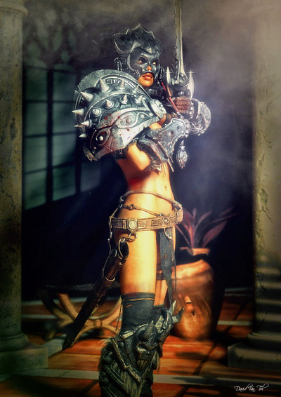 Last Defender 3D Rendering 3d art 3d artist 3d render 3d rendering cg female lilmichdevil realistic 3d renderhub renders sexy warrior