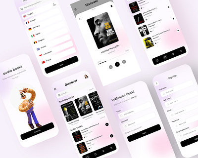 Audio book concept app audiobook audioplayer book branding design illustration interaction interface ios mobile typography