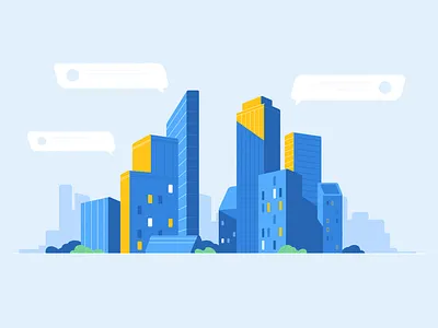 Blue City 2d animation blue building cartoon city graphic house illustration infographic landscape motion town vector