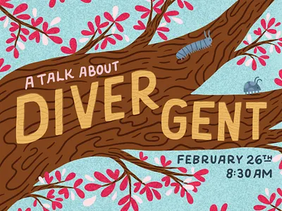 Divergent: Creative Mornings Dallas bugs creative mornings creativemornings divergent illustration illustration design tree tree carving