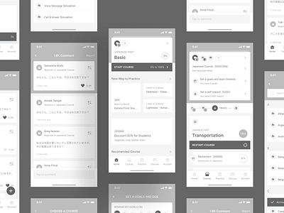 Language Course Mobile App Wireframe course course app language language app mobile mobile app mobile app design ui ui design ui ux ui ux design uidesign uiux uiux design ux ux design uxdesign wireframe wireframe kit wireframes