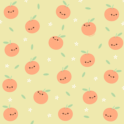 bloomy mandarins blooming mandarine cute art cute pattern kawaii mandarine kawaii pattern light green mandarine illustration pastel colours pattern art pattern design pattern illustrator