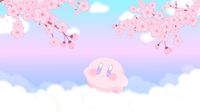 kirby and sakura character illustration character illustrations character illustrator cute game character cute kirby game character game characters kirby and sakura kirby illustration kirby nintendo light pink sakura blooming