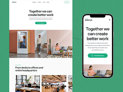 DeskClub - Mobile Responsive coworking coworking space figma figma design homepage landing page design mobile design mobile responsive mockup responsive design responsive website typography ui ui design ux ux design web design web responsive website website design