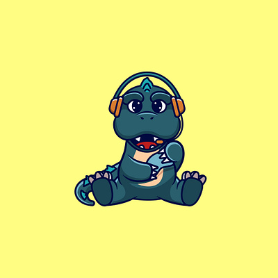 Zilla Games 🦖🎮 adorable branding character cute flat design gamestore godzilla illustration kawaii mascot vector