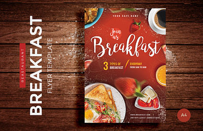 Breakfast Restaurant Flyer Template a4 size advertising advertising flyer bread breakfas flyer template breakfast brunch brunch flyer flyer flyer design flyer template leaflet modern print design restaurant template