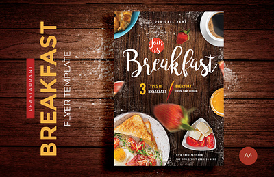 Breakfast Restaurant Flyer Template a4 size adobe ads advertisement advertising breakfast breakfast flyer template brunch brunch flyer eye catchy flyer flyer flyer template flyer templates food food flyer full color leaflet modern print design restaurant