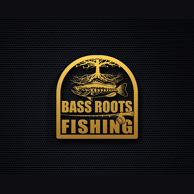 Fishing Logo Design for BassRootsFishing with Golden Color abstract alfaysal360 animals logo background bass fishing cartoon logo design fish logo fishing fishing logo flat logo fly fly fishing hunting illustration logo design mascotlogo trout fishing vector versatile logo