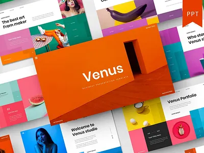 Venus Multipurpose Template clean colorful company corporate google slides keynote modern multipurpose multipurpose template photography pitch deck portfolio powerpoint presentation studio template unique web design web development website