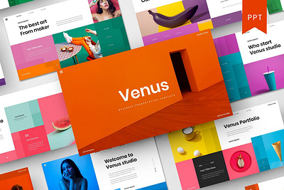 Venus Multipurpose Template clean colorful company corporate google slides keynote modern multipurpose multipurpose template photography pitch deck portfolio powerpoint presentation studio template unique web design web development website