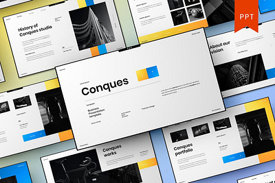 Conques Multipurpose Template clean colorful company corporate google slides keynote modern multipurpose multipurpose template photography pitch deck portfolio powerpoint presentation studio template unique web design web development website