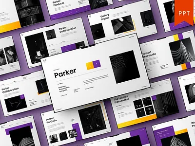 Parker Multipurpose Template clean colorful company corporate google slides keynote modern multipurpose multipurpose template photography pitch deck portfolio powerpoint presentation studio template unique web design web development website