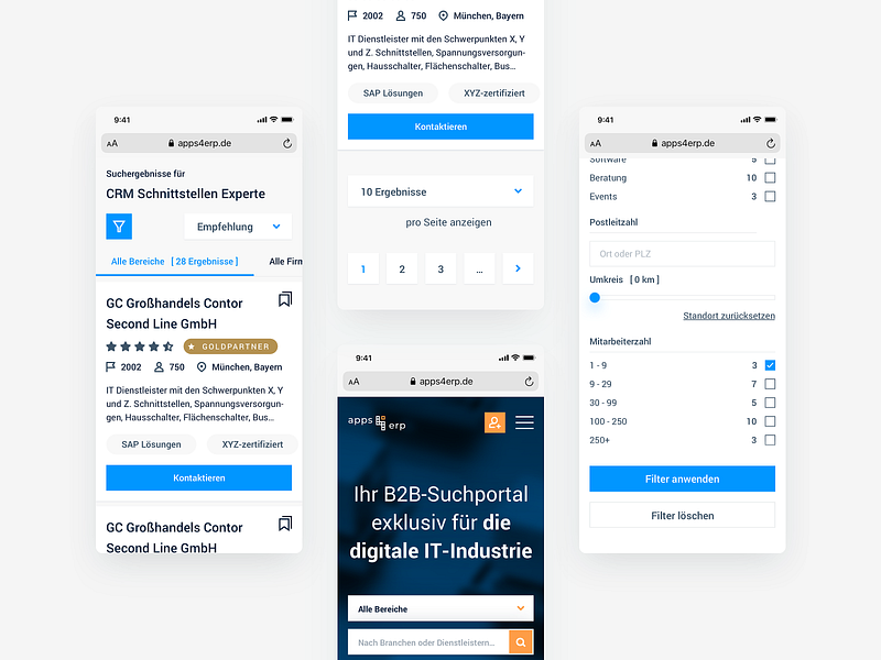 apps4erp • B2B search portal for the IT industry agency boutique agency branding custom software development design studio europe mobile app design mobile app development product design software house technology partner ui ui design ux ux design uxui wayfinding web design web development website