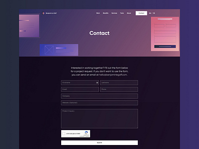 Contact Page - Project Request business website contact page freelance personal site uidesign uxdesign webdesign webflow website