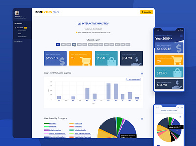 Zonlytics Beta: Dashboard and Mobile App Design analytics chart dashboard graph mobile app mobile ui ui ui design