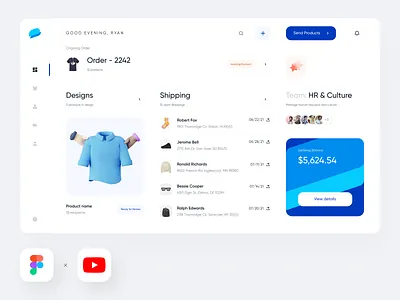 Dashboard design | Tutorial in progress card dashboard dashboard design flat dashboard list view dashboard minimal dashboard ongoing order product design shipping dashboard sidebar status tag team dashboard youtube tutorial