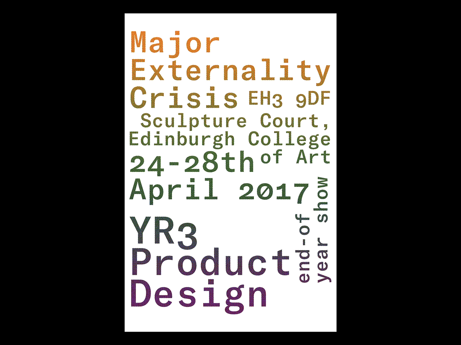 Major Externality Crisis, 2017 edinburgh identity industrial product scotland student wip