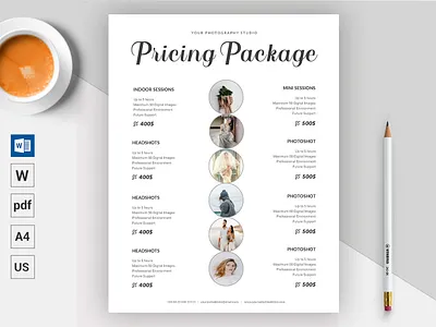 Photography Pricing Package Template || Microsoft Word Docx corporate creative docx download microsoft word minimal design modern photography photography pricing pricing guide pricing list pricing package pricing plan