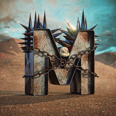 M is for Mad Max 36days 36daysoftype 3d 3d art c4d cgi cinema4d cinema4dart illustration mad max madmax nft nftart nfts redshift redshift3d render type art type design typogaphy