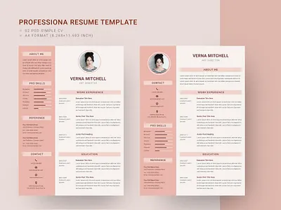 Professional Resume Template clean creative cv doc docx infographic job manager microsoft minimalist modern professional resume template word