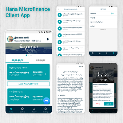 Hana Microfience Client App fintech app mobile app design myanmar