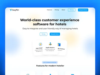 Swyftin design hotel booking hotel software hotels landing page software ui uidesign ux vector website website design