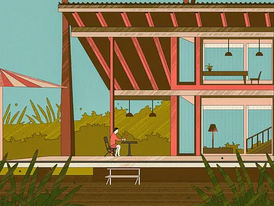 Resort art building green illustration resort