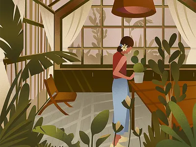 Inner Garden garden greenhouse greenish house interior plants warm