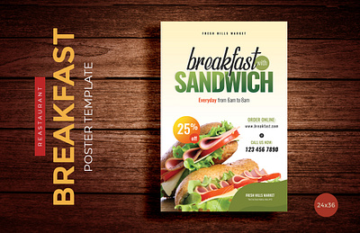 Breakfast Sandwich Poster Template ads advertising breakfast eye catchy eye catchy design eye catchy poster flyer leaflet modern design modern flyer modern poster photoshp poster print design restaurant restaurant poster sandwich sandwich flyer sandwich poster sandwiches