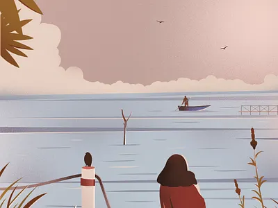 Fresh Lake boat cloudy crow lake pink waterflow