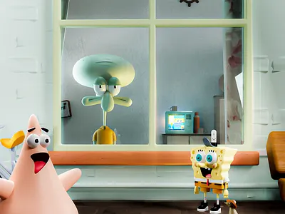 SpongeBob bicycle blender blender3d chair characters illustrations rat spongebob spongebob squarepants