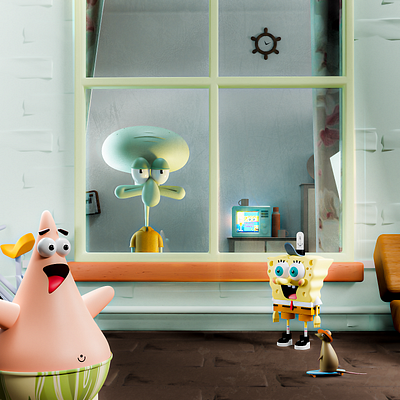 SpongeBob bicycle blender blender3d chair characters illustrations rat spongebob spongebob squarepants