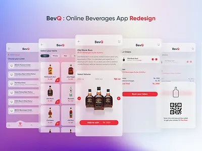 BevQ App Redesign adobe adobexd app beverages branding design glassmorphism minimal online online shop online shopping online store redesign redesign concept ui ui ux ui design uidesign uiux ux