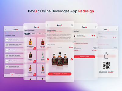 BevQ App Redesign adobe adobexd app beverages branding design glassmorphism minimal online online shop online shopping online store redesign redesign concept ui ui ux ui design uidesign uiux ux