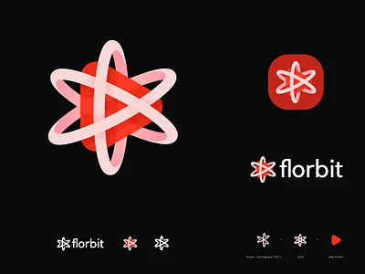 florbit logo for entertainment site 3d logo brand brand identity branding entertainment logo f o logo flim logo flower logo icon logo logo design logo mark logo symbol orbit logo play button logo playful logo video logo